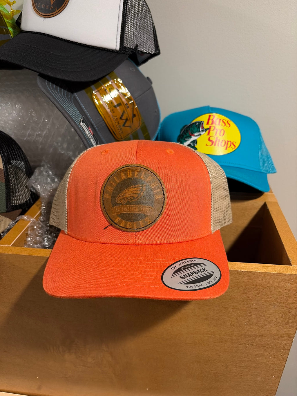 Custom Leather Patch Trucker Hats — Laser Engraved Logo, Business & Sports Patches