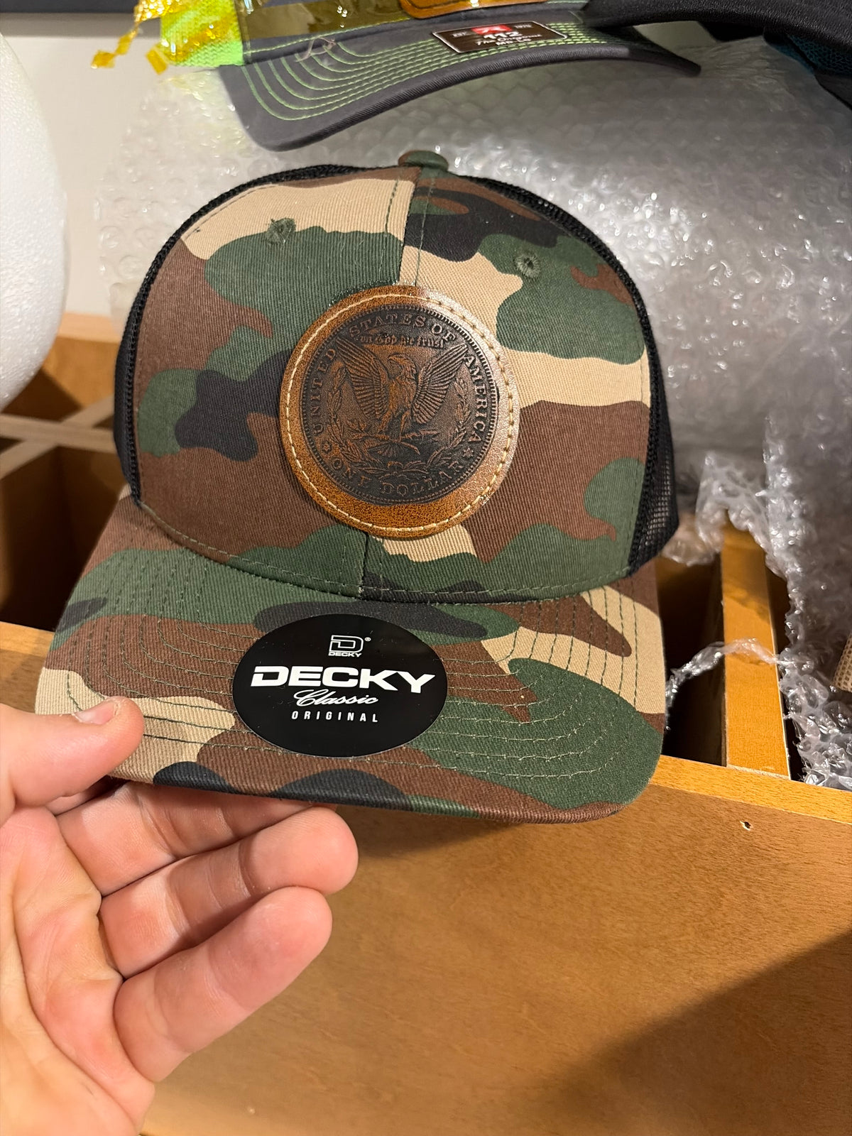 Custom Leather Patch Trucker Hats — Laser Engraved Logo, Business & Sports Patches