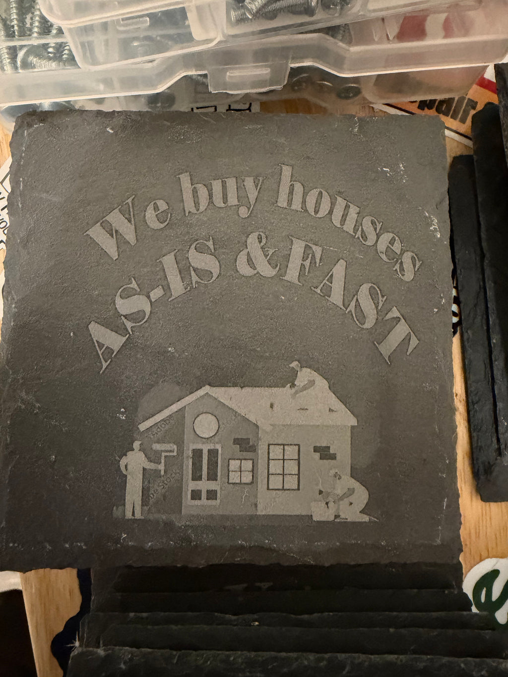 Personalized Slate Coasters — Laser Engraved Natural Stone