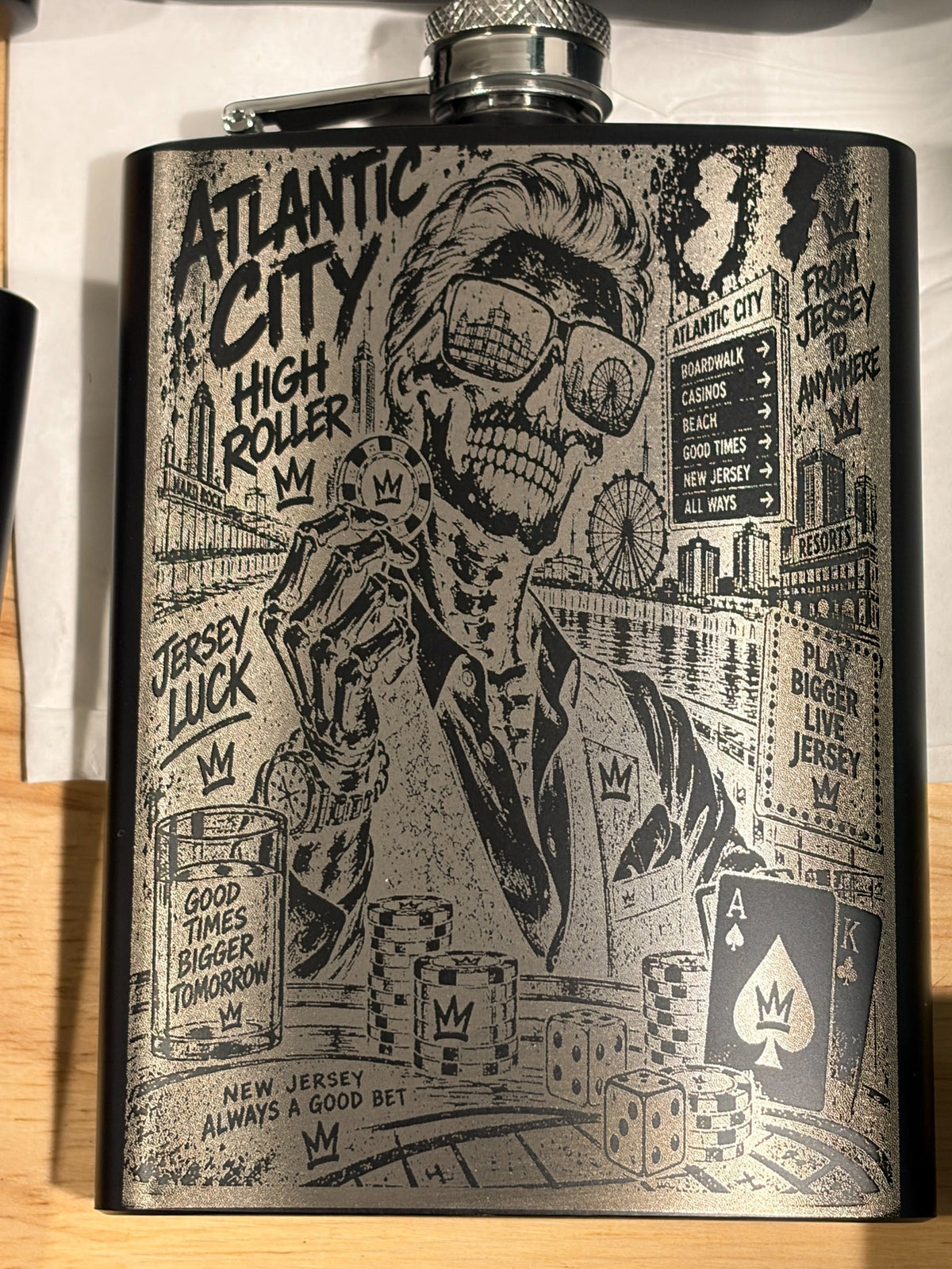 Custom Engraved Flask — "The NJ Crew" South Jersey Pride Gift Collection - Made great engravings