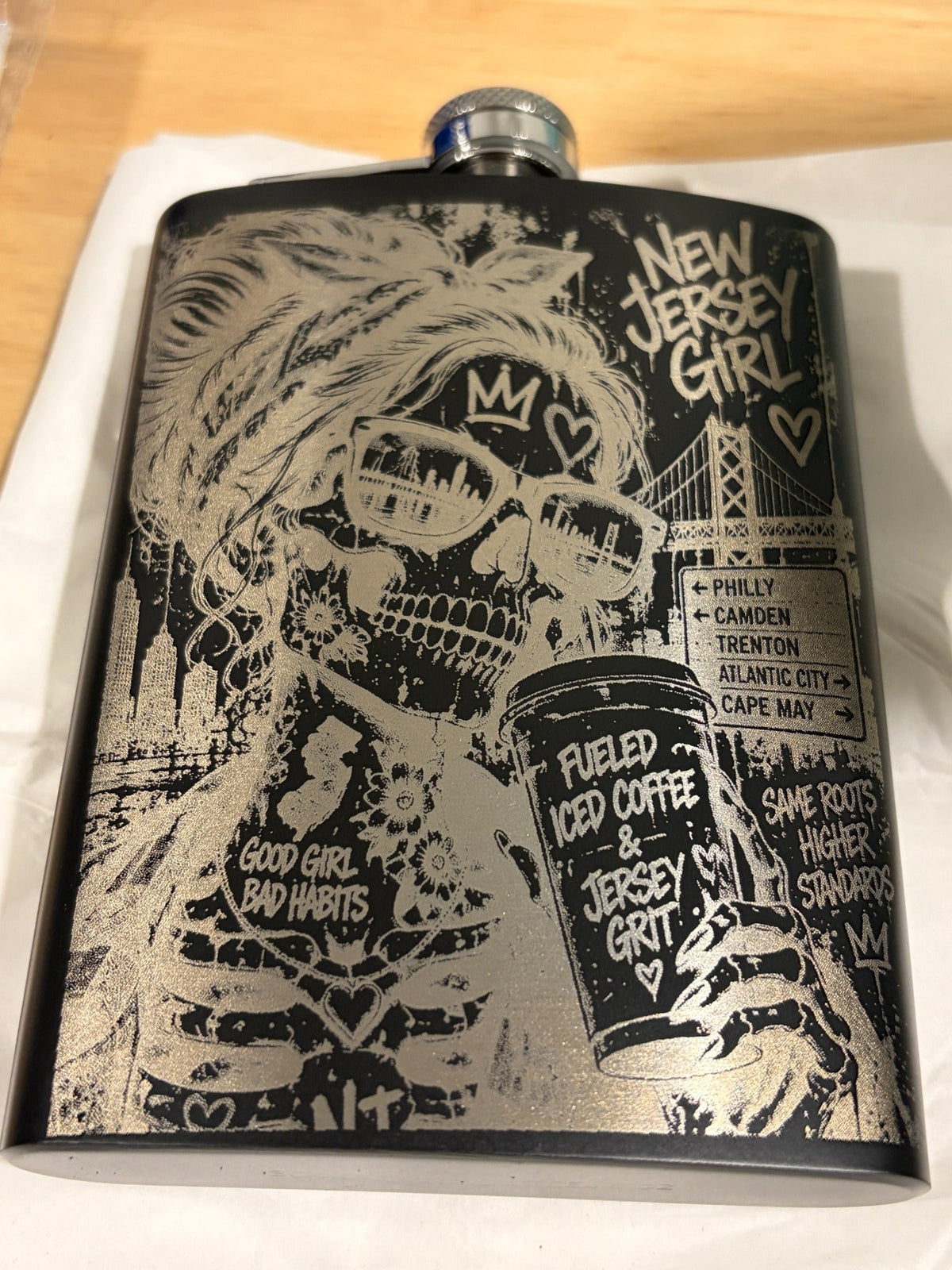 Custom Engraved Flask — "The NJ Crew" South Jersey Pride Gift Collection - Made great engravings