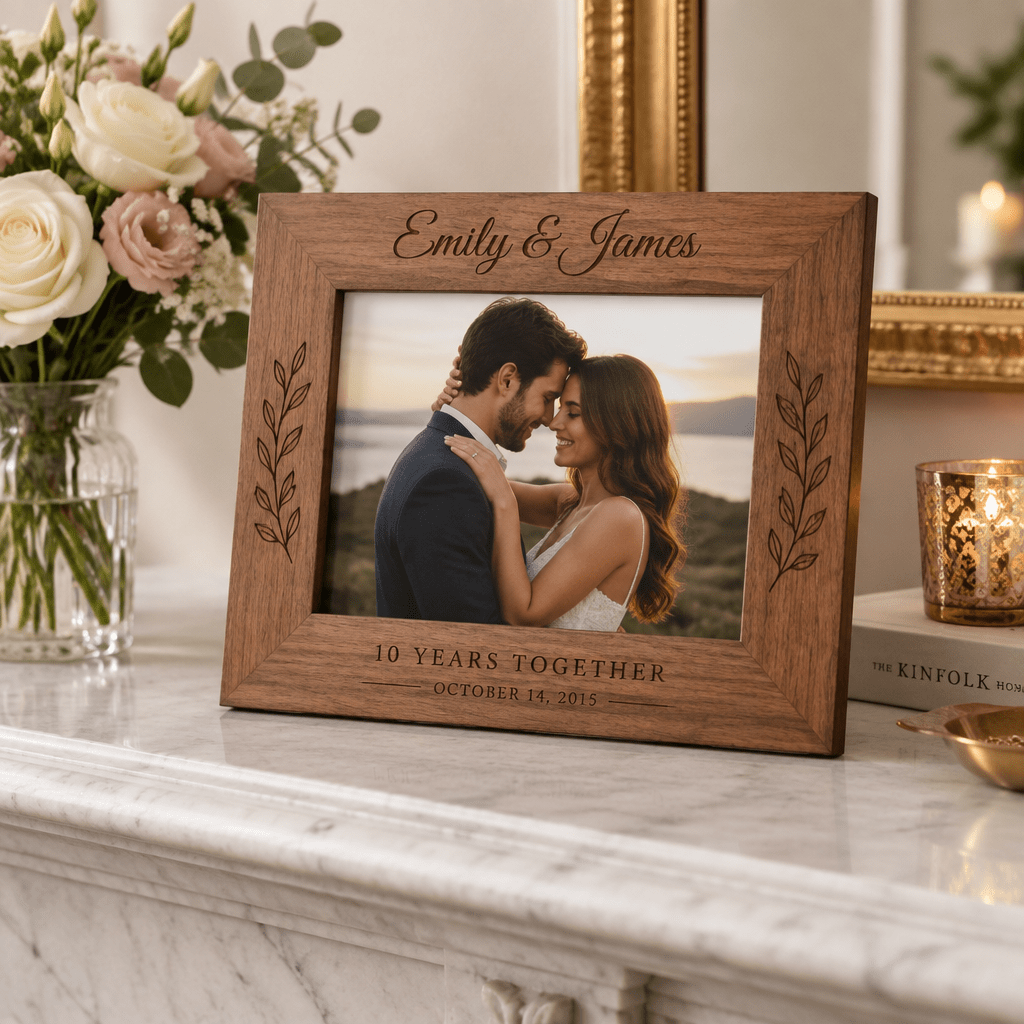 Custom Engraved Wood Photo Frame — Personalized Wedding, Anniversary & Family Gift - Made great engravings