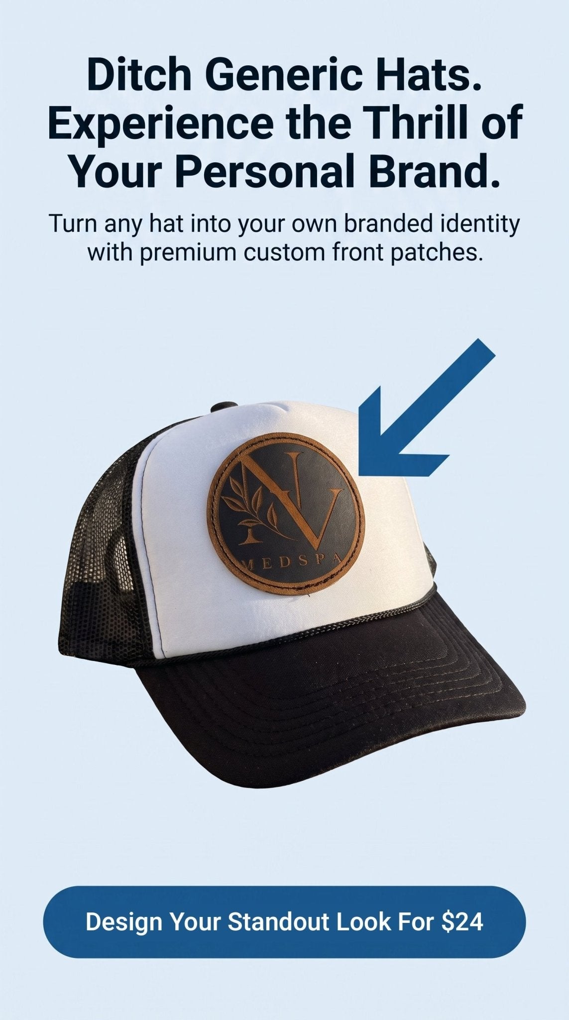 Custom Leather Patch Trucker Hats — Laser Engraved Logo, Business & Sports Patches - Made great engravings